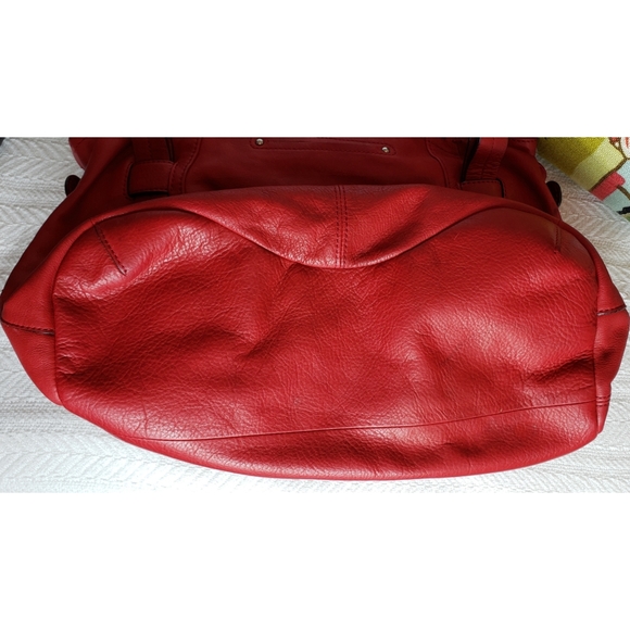 SOLD B Makowsky Red Leather Satchel Shoulder Bag - Picture 7 of 8